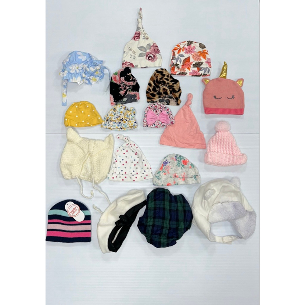 Lot of 18 Baby Girl Assorted Hats Bundle One Size Multi-color Pink - Picture 7 of 7